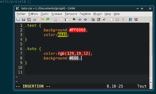 Couleur CSS dans VIM