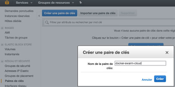 AWS SSH key creation for Docker Swarm Cloud